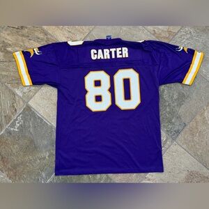 Vintage Minnesota Vikings Cris Carter Champion Football Jersey, Size 44, Large